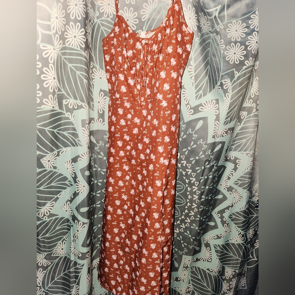 Floral Split Thigh Cami Dress, Size Small